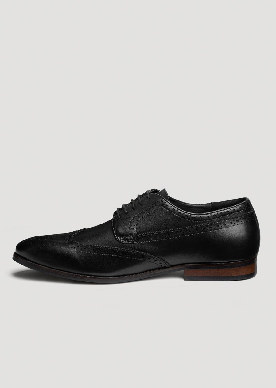 Men American Tall | Men'S Leather Brogue Oxford Size 13 To 16 In Black