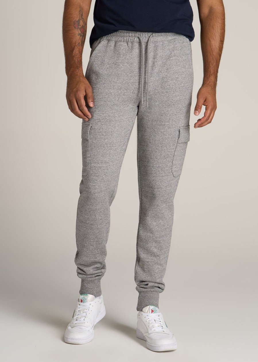 Men American Tall Athletic Pants | Wearever Fleece Cargo Jogger For Tall Men In Heather Grey