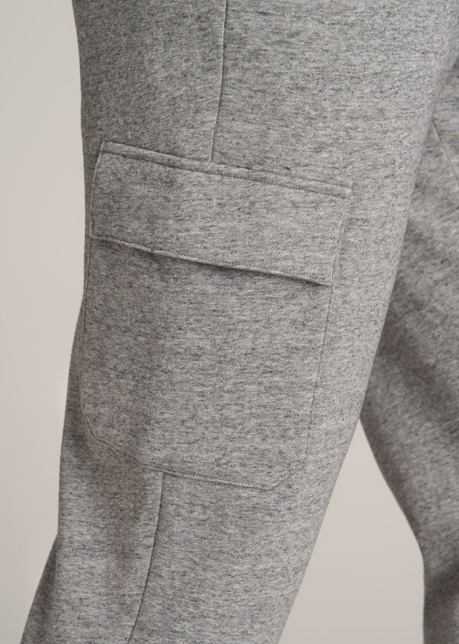 Men American Tall Athletic Pants | Wearever Fleece Cargo Jogger For Tall Men In Heather Grey