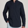 Men American Tall Button Shirts | Soft-Wash Button-Up Shirt For Tall Men In Navy Dobby