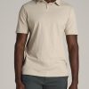 Men American Tall Polos | Slub Self Collar Tall Polo Shirt In Stone