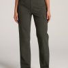 Women American Tall Pants + Trousers | Straight Leg Cargo Chino Pants For Tall Women In Dark Moss Green