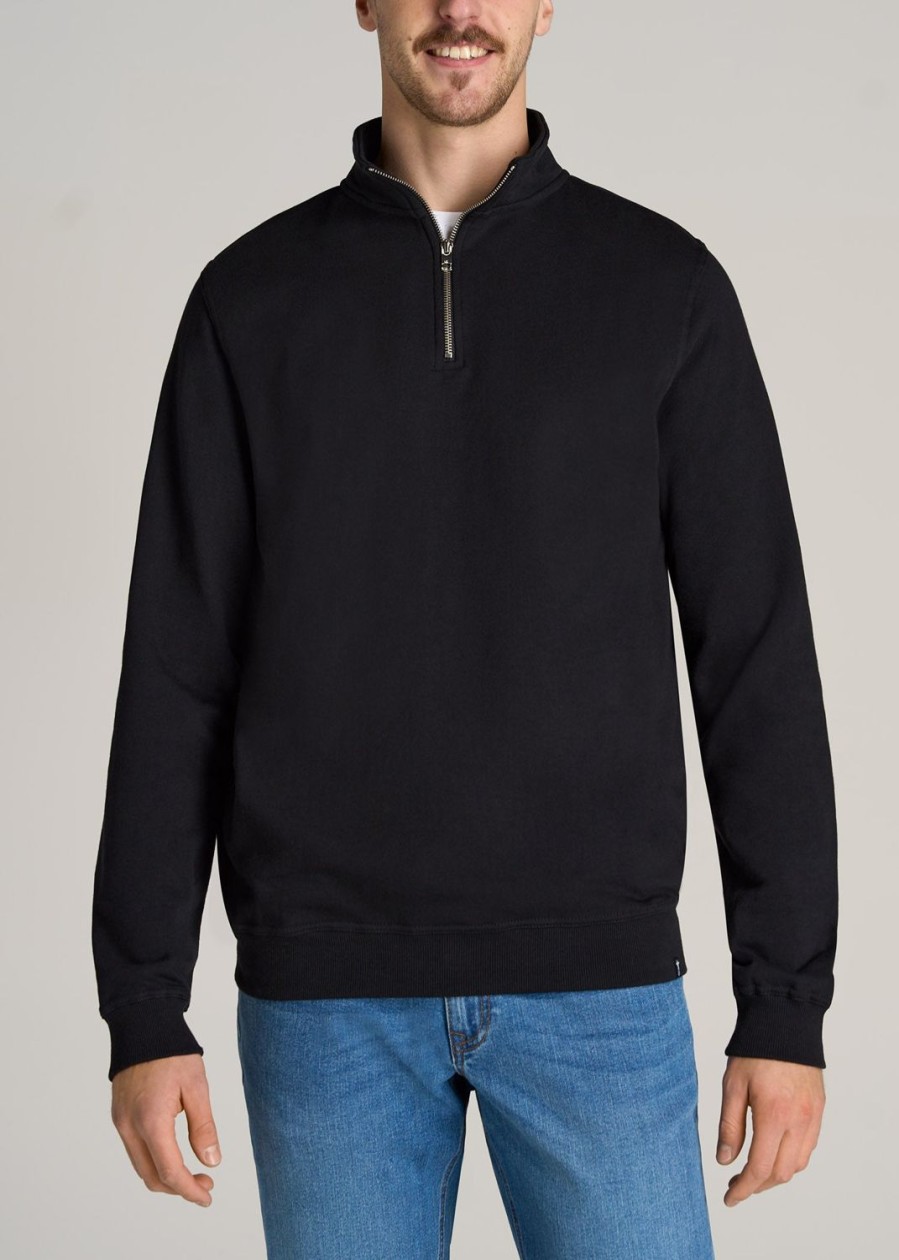 Men American Tall Hoodies + Sweatshirts | Wearever Fleece Quarter-Zip Tall Men'S Sweatshirt In Black