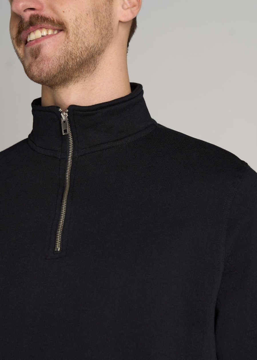 Men American Tall Hoodies + Sweatshirts | Wearever Fleece Quarter-Zip Tall Men'S Sweatshirt In Black