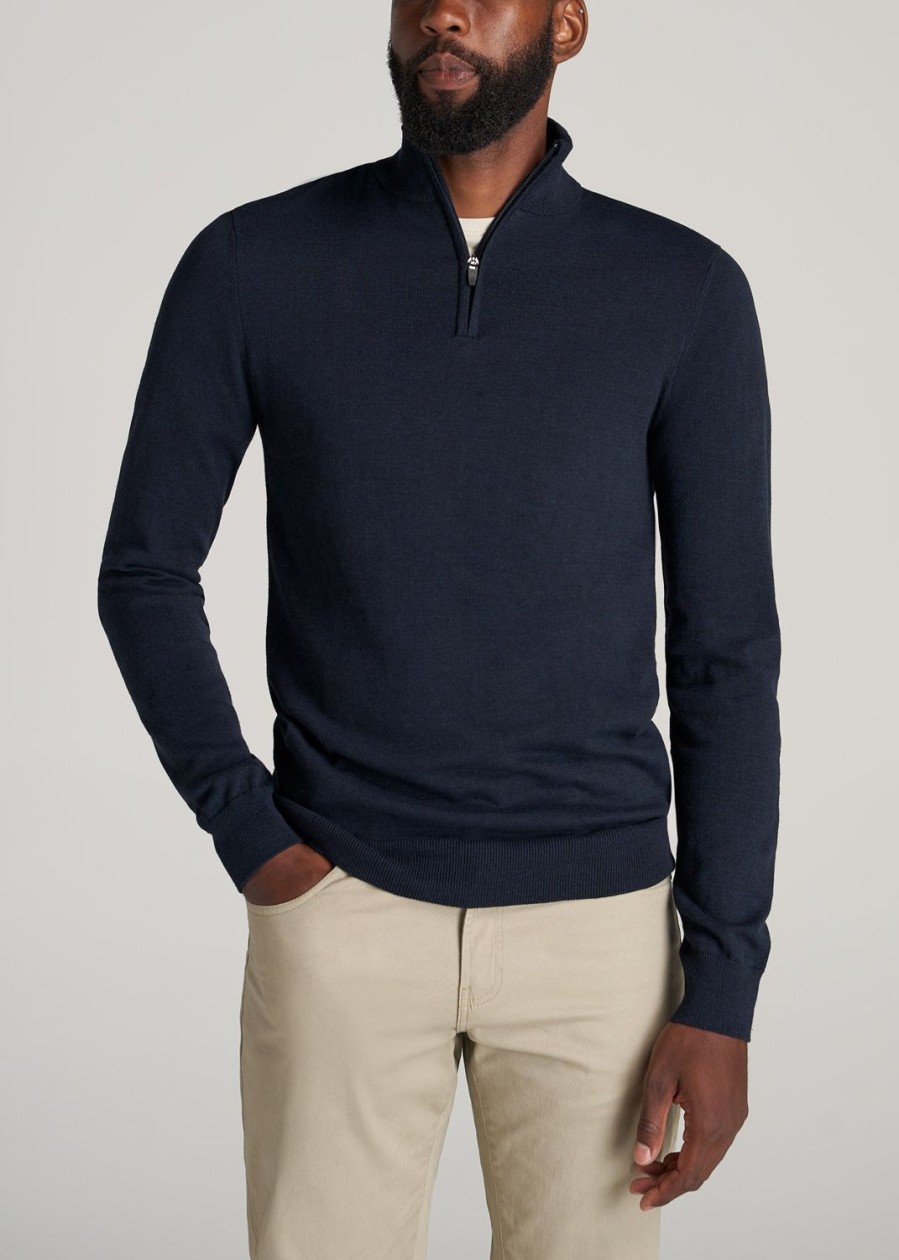 Men American Tall Hoodies + Sweatshirts | Everyday Quarter-Zip Tall Men'S Sweater In Patriot Blue