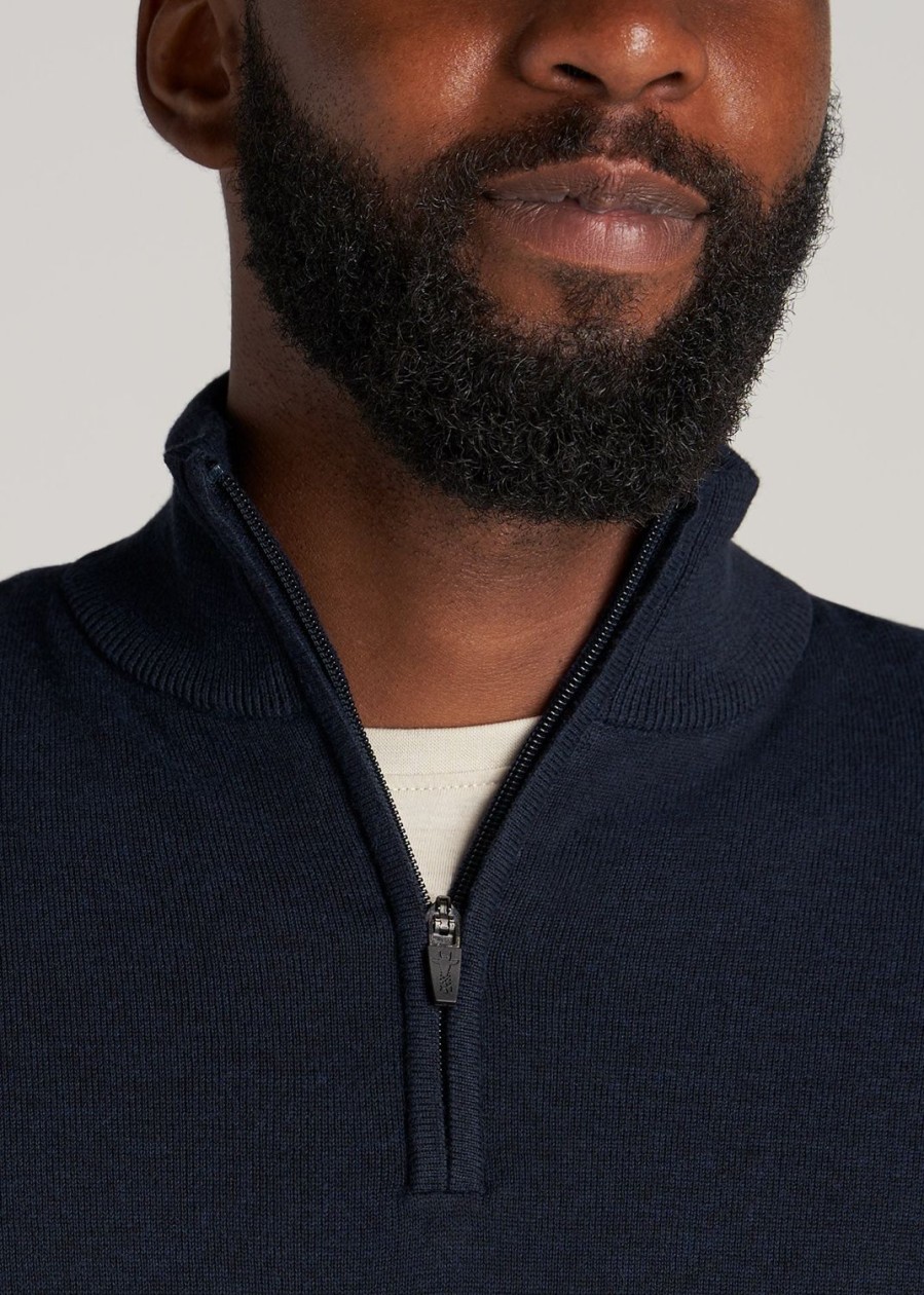 Men American Tall Hoodies + Sweatshirts | Everyday Quarter-Zip Tall Men'S Sweater In Patriot Blue