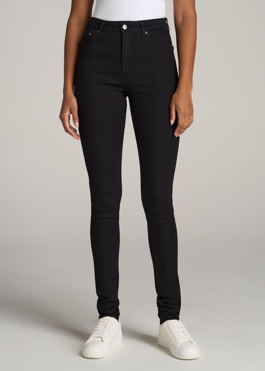 Women American Tall Jeans + Denim | Georgia High Rise Skinny Tall Women'S Jean In Black