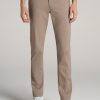 Men American Tall Pants + Chinos | Tapered Fit Traveler Chino Pants For Tall Men In Dark Sand