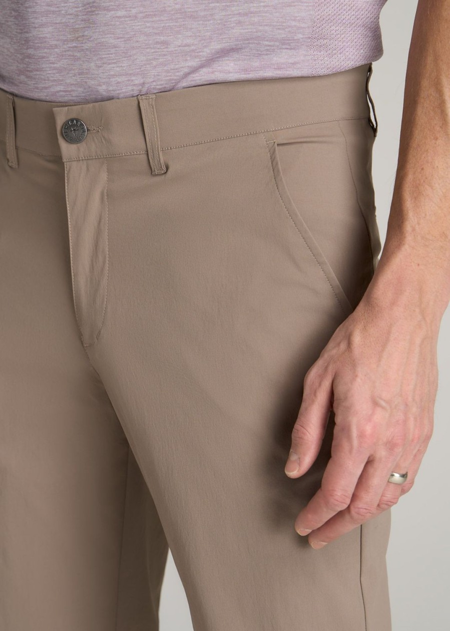 Men American Tall Pants + Chinos | Tapered Fit Traveler Chino Pants For Tall Men In Dark Sand