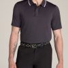 Men American Tall Polos | A.T. Performance Tipped Golf Polo For Tall Men In Charcoal