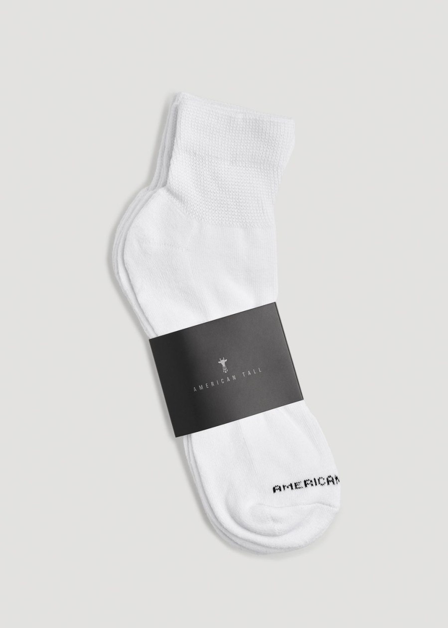 Men American Tall Socks | Men'S Athletic Mid Ankle Socks (X-Large Size: 14-17) | White 3 Pack