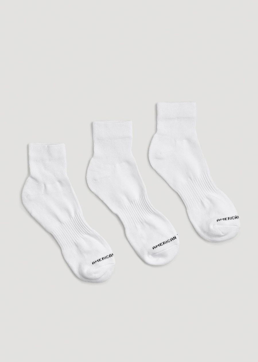 Men American Tall Socks | Men'S Athletic Mid Ankle Socks (X-Large Size: 14-17) | White 3 Pack