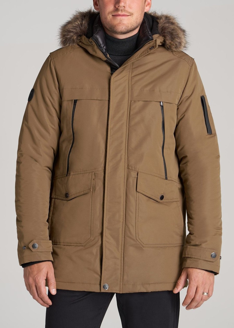 Men American Tall Jackets + Coats | American Tall X Point Zero Tall Men'S Parka In Wheat