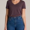 Women American Tall Tees, Tanks + Bodysuits | Women'S Tall Scoop V-Neck Tee In Merlot