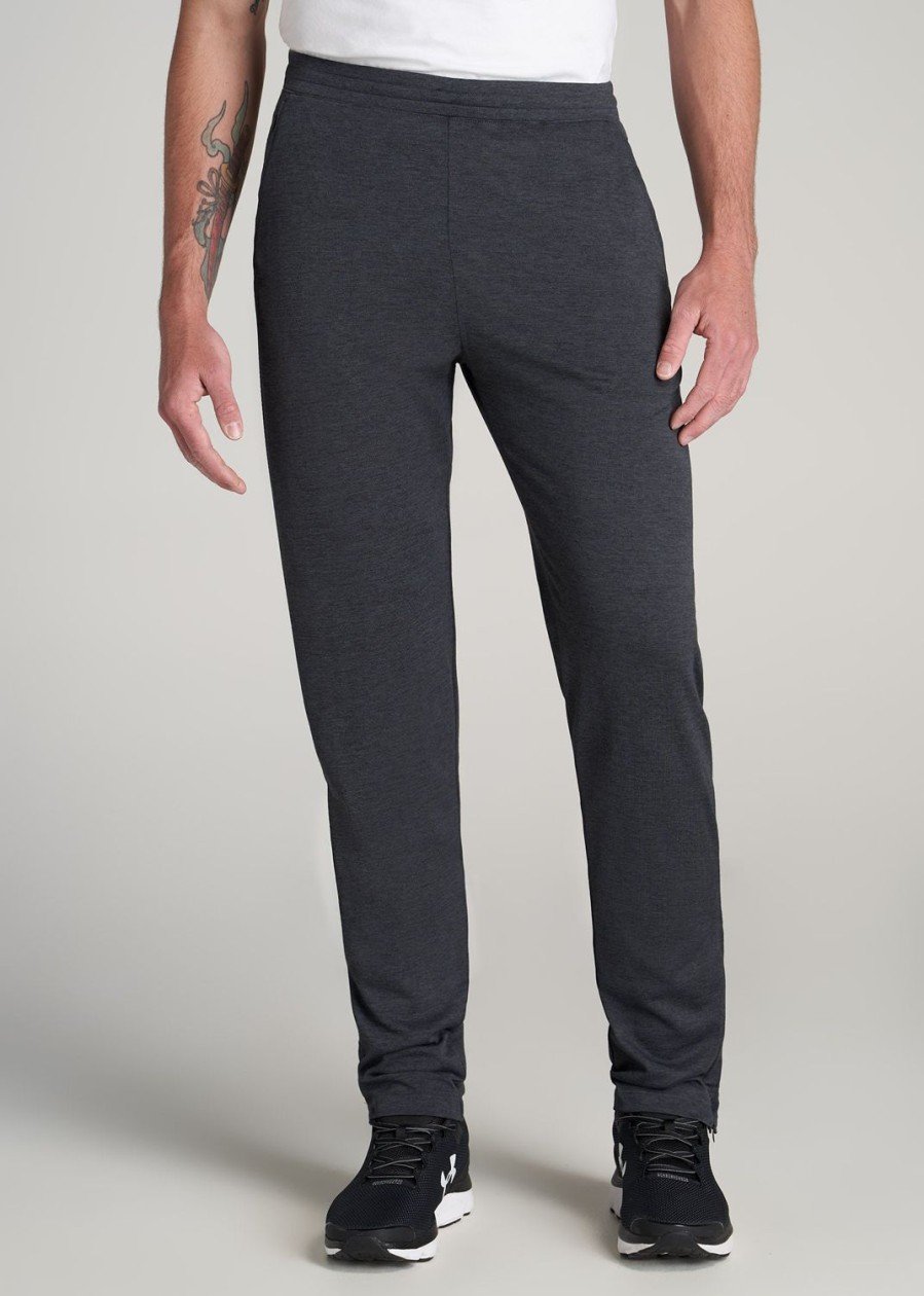 Men American Tall Athletic Pants | A.T. Performance Zip Bottom Pants For Tall Men In Charcoal Mix