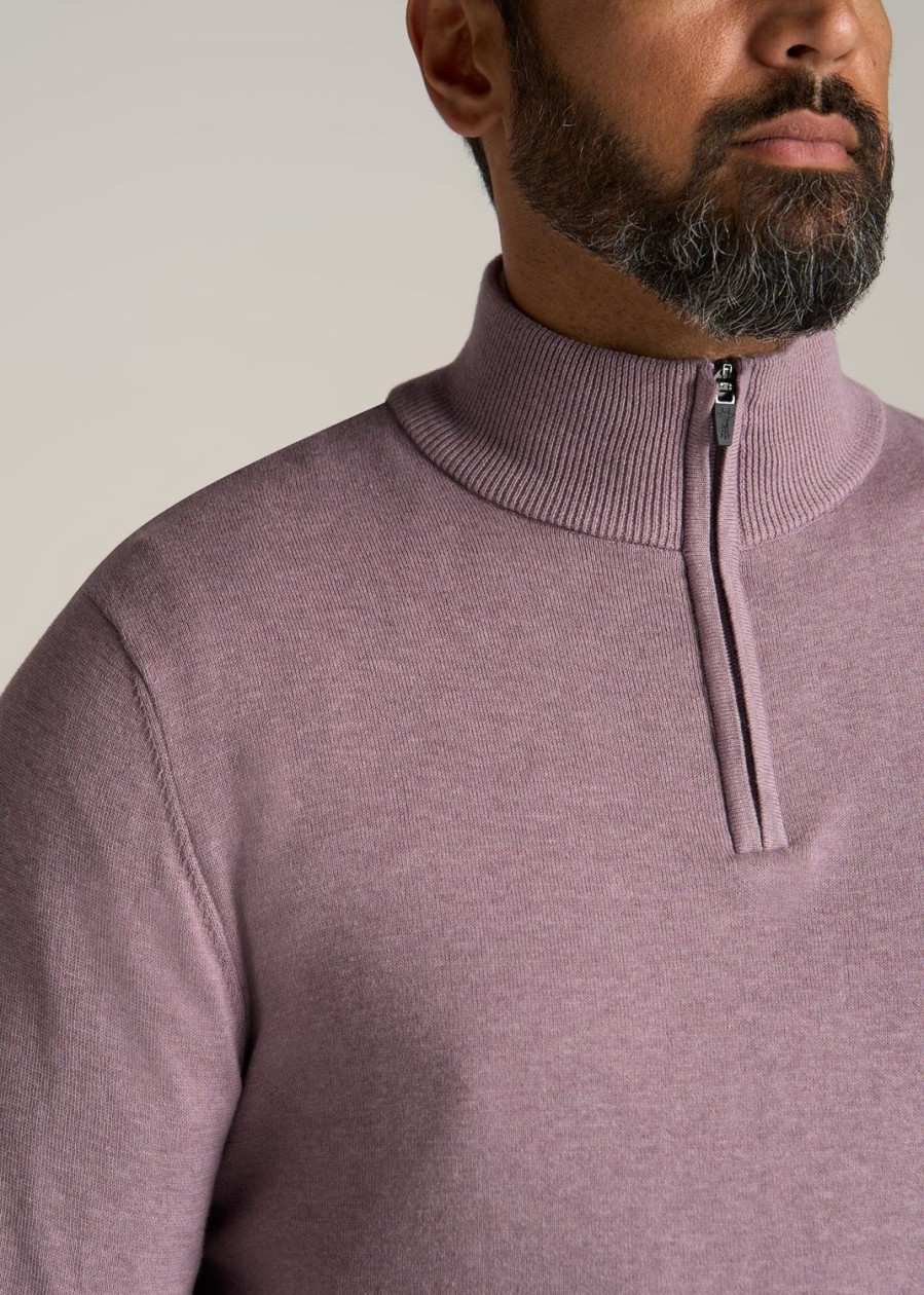 Men American Tall Hoodies + Sweatshirts | Everyday Quarter-Zip Tall Men'S Sweater In Lavender Fog