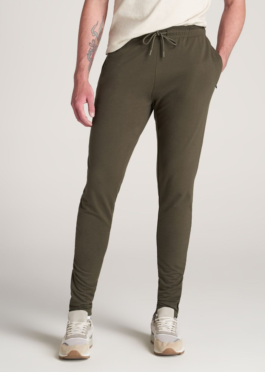 Men American Tall Athletic Pants | Slim-Fit Lightweight French Terry Joggers For Tall Men In Camo Green