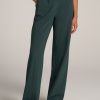 Women American Tall Pants + Trousers | Flat Front Wide Leg Dress Pants For Tall Women In Smoky Pine