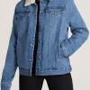 Women American Tall Jackets + Outerwear | Sherpa Denim Jacket In Tall Women'S Jackets Stonewash Blue