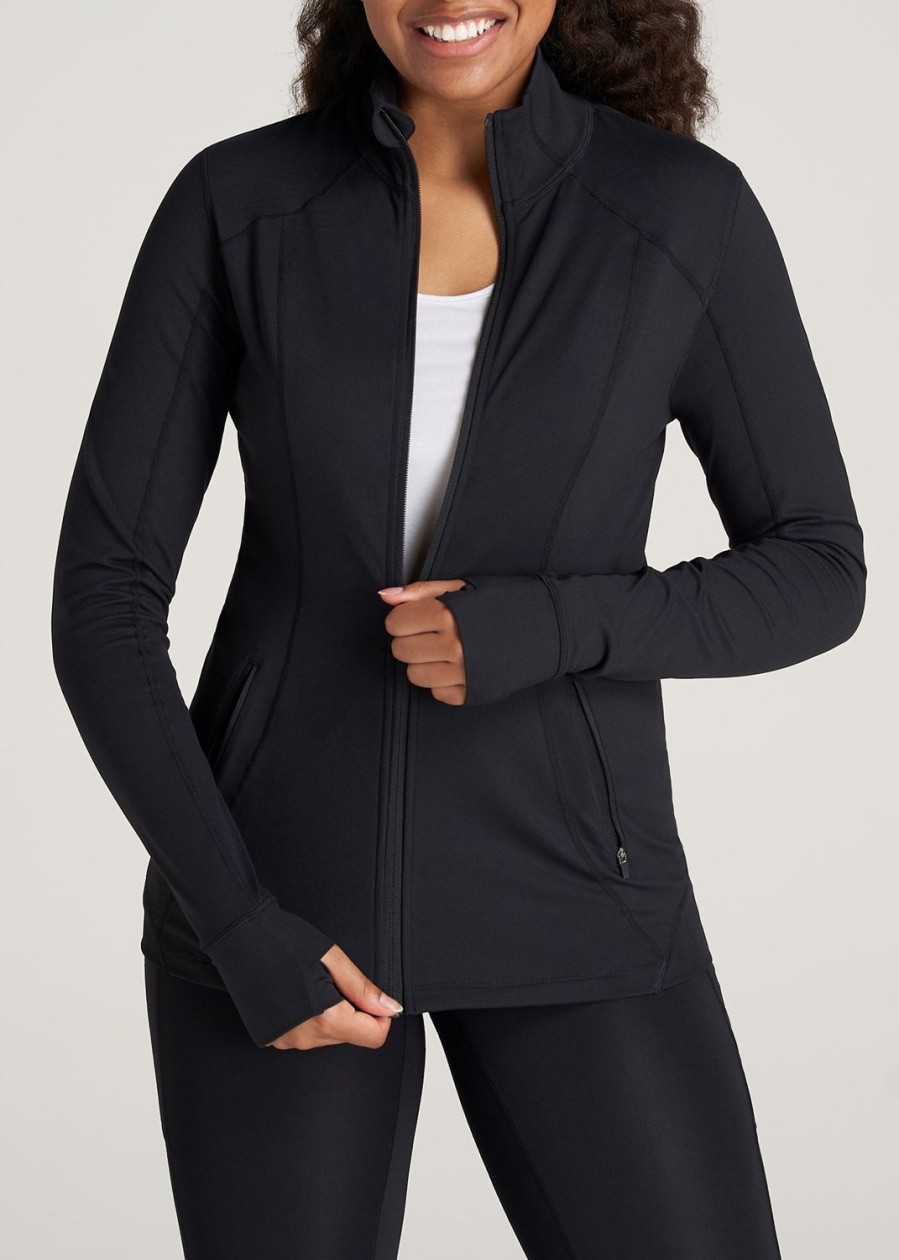 Women American Tall Jackets + Outerwear | Women'S Athletic Zip-Up Jacket In Black