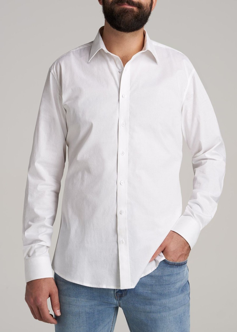 Men American Tall Button Shirts | Oskar Button-Up Shirt For Tall Men In Bright White