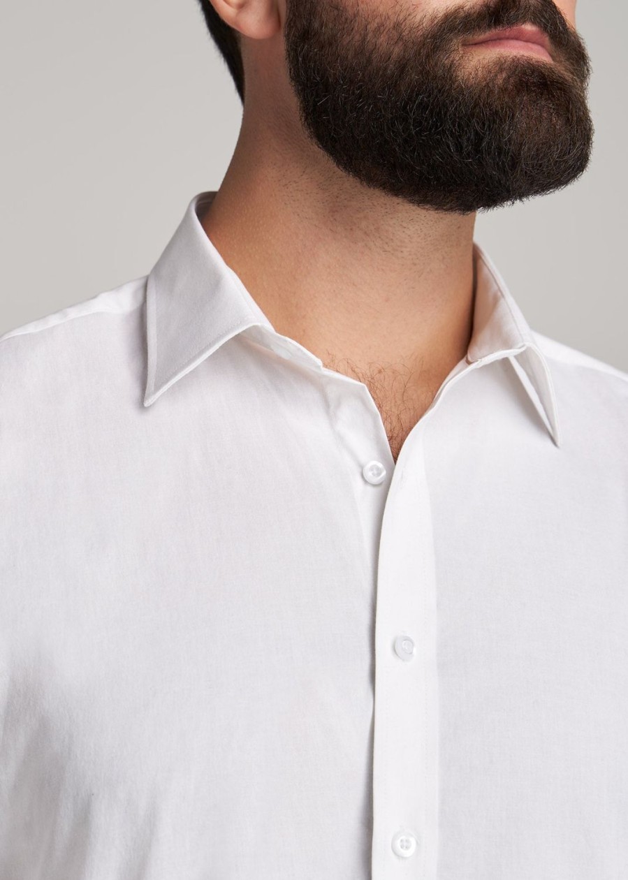 Men American Tall Button Shirts | Oskar Button-Up Shirt For Tall Men In Bright White