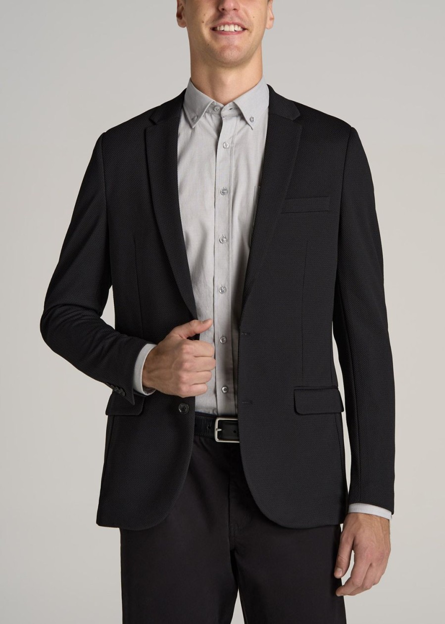 Men American Tall Jackets + Coats | Textured Blazer For Tall Men In Black