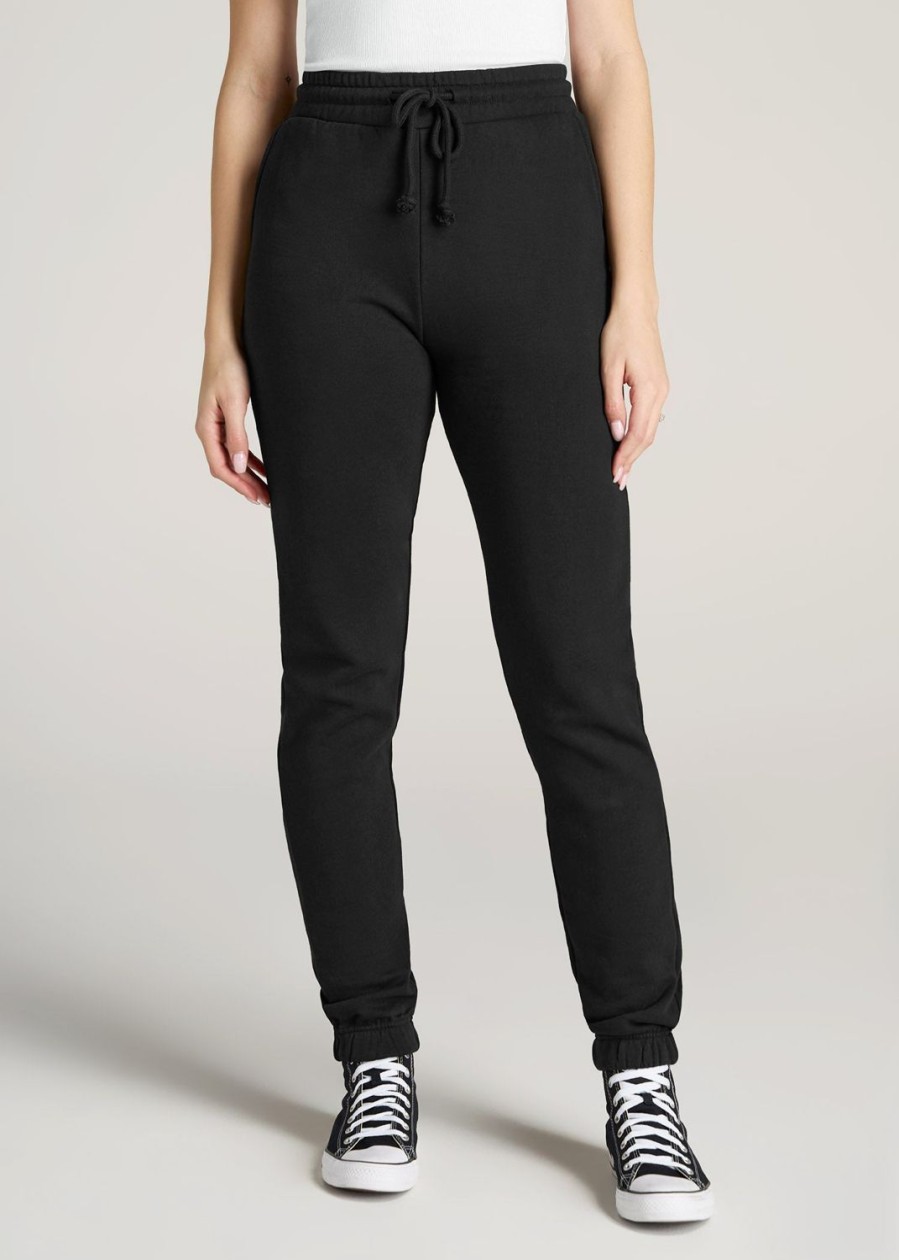 Women American Tall Athletic Pants | Wearever Fleece Slim-Fit High-Waisted Women'S Tall Sweatpants In Black