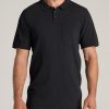 Men American Tall Polos | Lj&S Slub Pocket Polo Shirt For Tall Men In Vintage Black