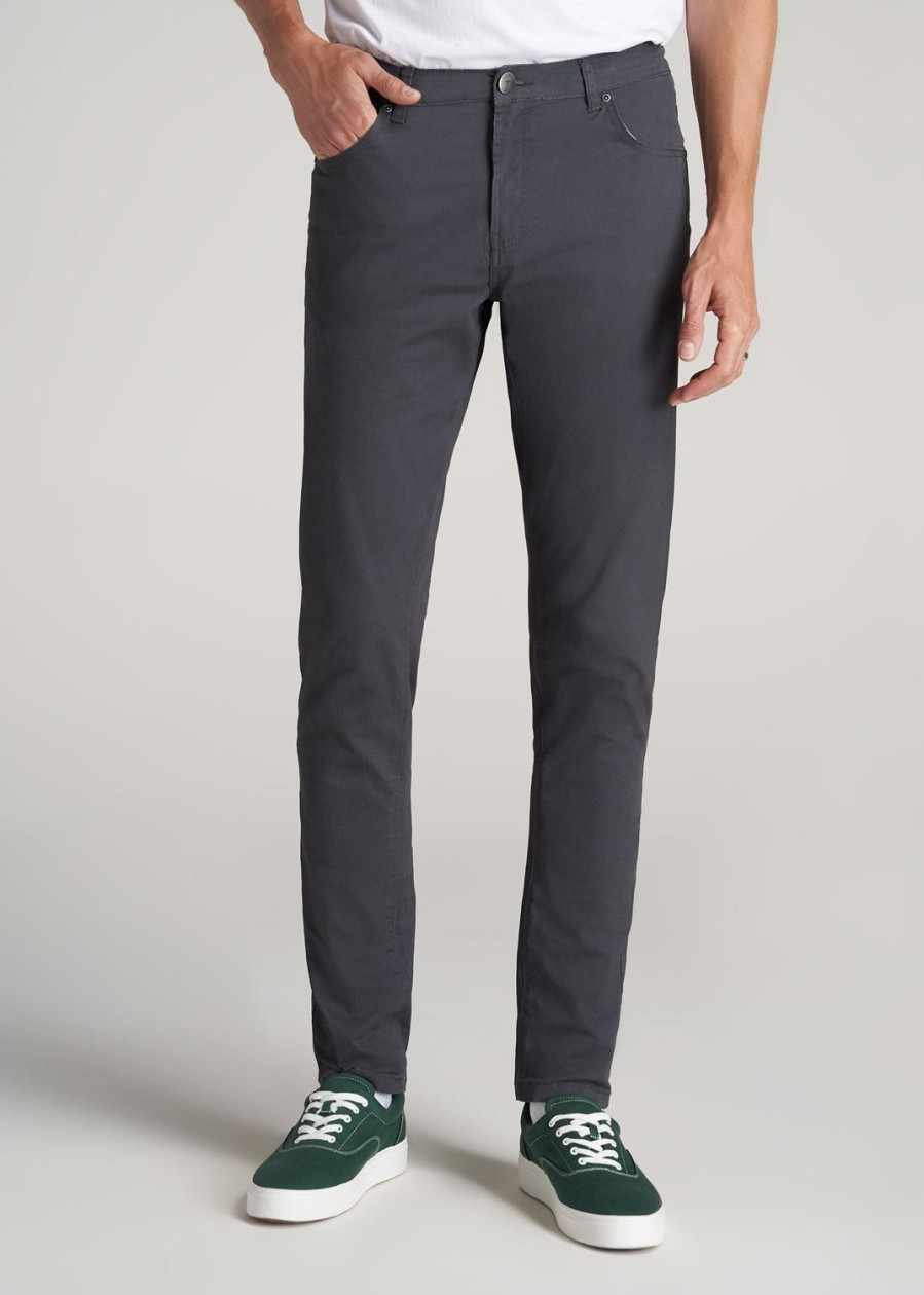 Men American Tall Pants + Chinos | Carman Tapered Fit Five Pocket Pants For Tall Men In Iron Grey