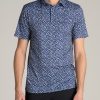 Men American Tall Polos | Golf Performance Print Tall Men'S Polo Shirt In Dark Blue Mini Floral