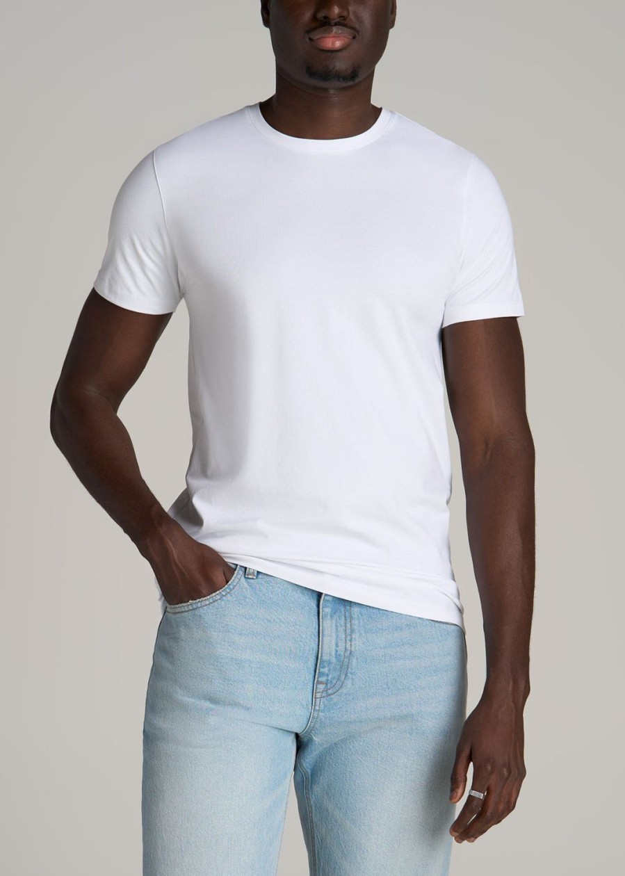 Men American Tall Tees + Tanks | Stretch Cotton Modern-Fit T-Shirt For Tall Men In White