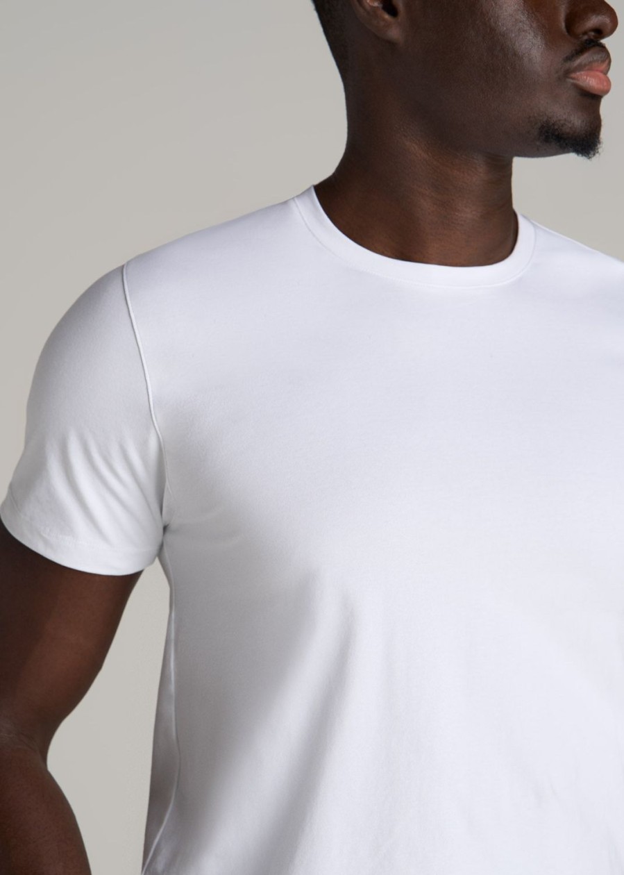 Men American Tall Tees + Tanks | Stretch Cotton Modern-Fit T-Shirt For Tall Men In White