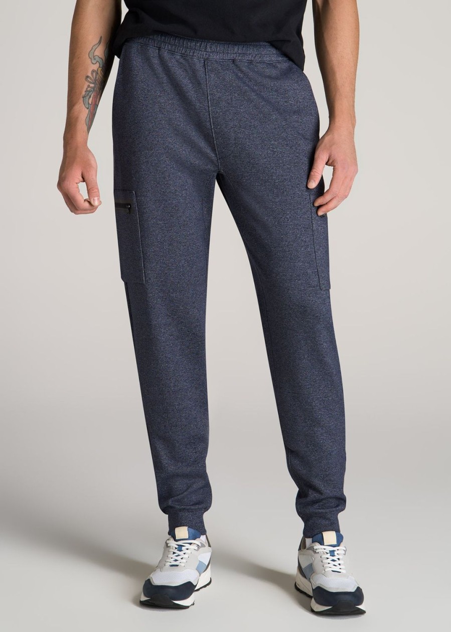 Men American Tall Athletic Pants | Utility Cargo Joggers For Tall Men In Evening Blue Mix