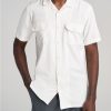 Men American Tall Button Shirts | Lj&S Two-Pocket Camp Shirt For Tall Men In Ecru