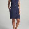 Women American Tall Dresses | Last Chance: Women'S Tall Slim-Fit Cap Sleeve Dress In Navy