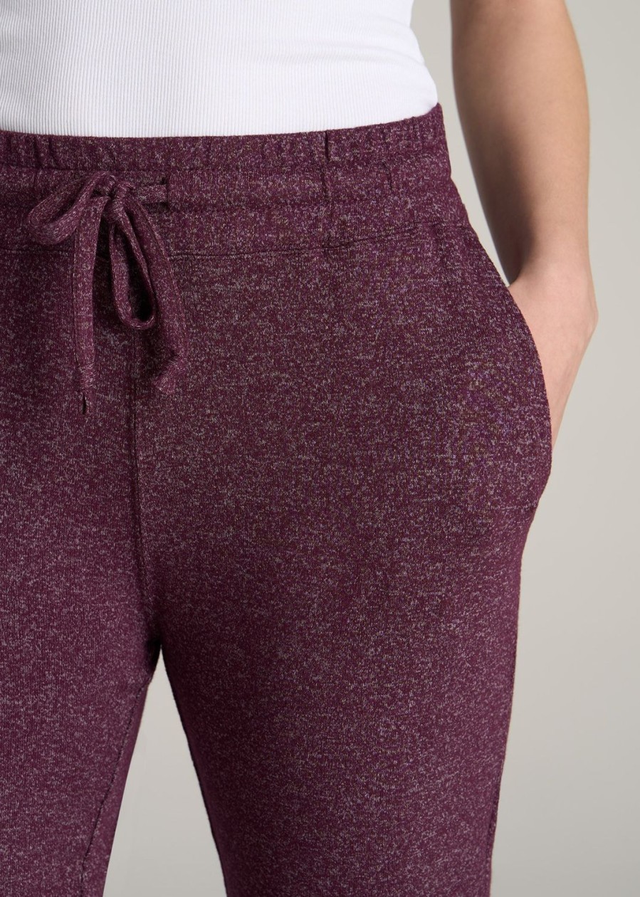 Women American Tall Athletic Pants | Open-Bottom Cozy Pj Lounge Pants For Tall Women In Beetroot Mix