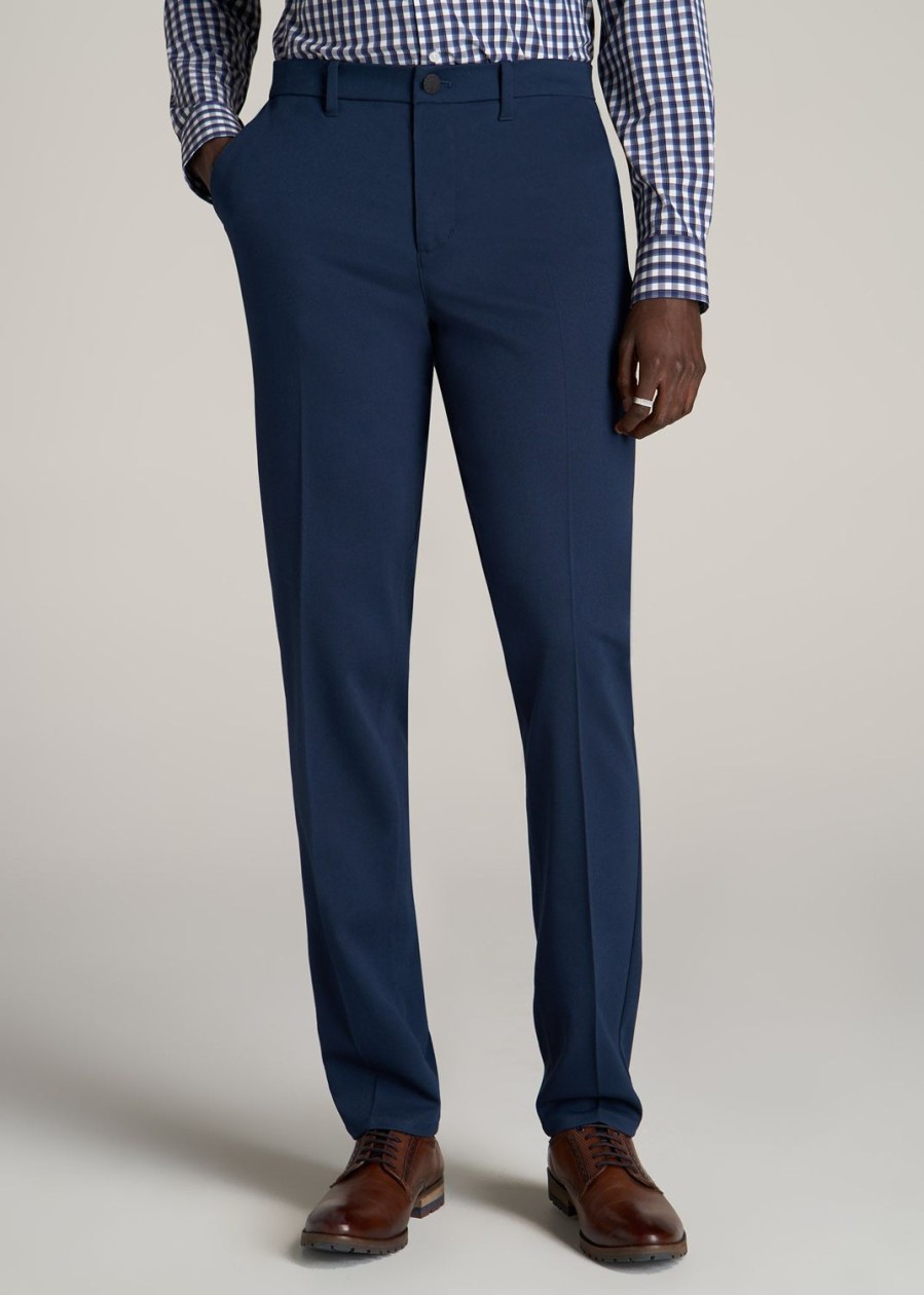 Men American Tall Blazers + Suit Separates | Tapered-Fit Stretch Dress Pants For Tall Men In Marine Navy