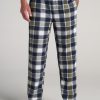 Men American Tall Athletic Pants | Plaid Pajama Pants For Tall Men In Olive & Navy Grid