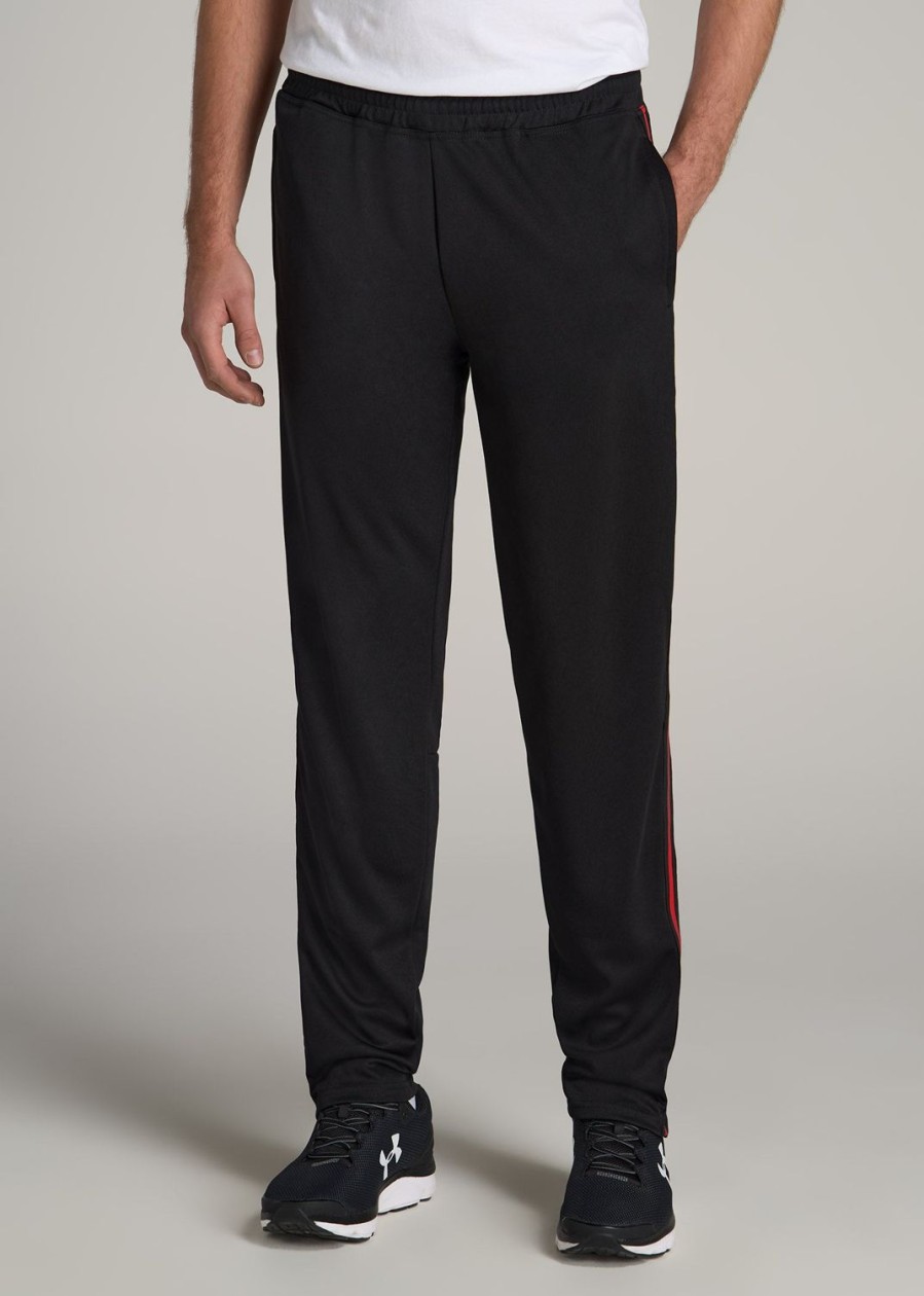 Men American Tall Athletic Pants | Athletic Stripe Pants For Tall Men In Black-Red Stripe Black / Red Stripe