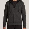 Men American Tall Hoodies + Sweatshirts | Hooded Sherpa Sweater For Tall Men In Charcoal Mix