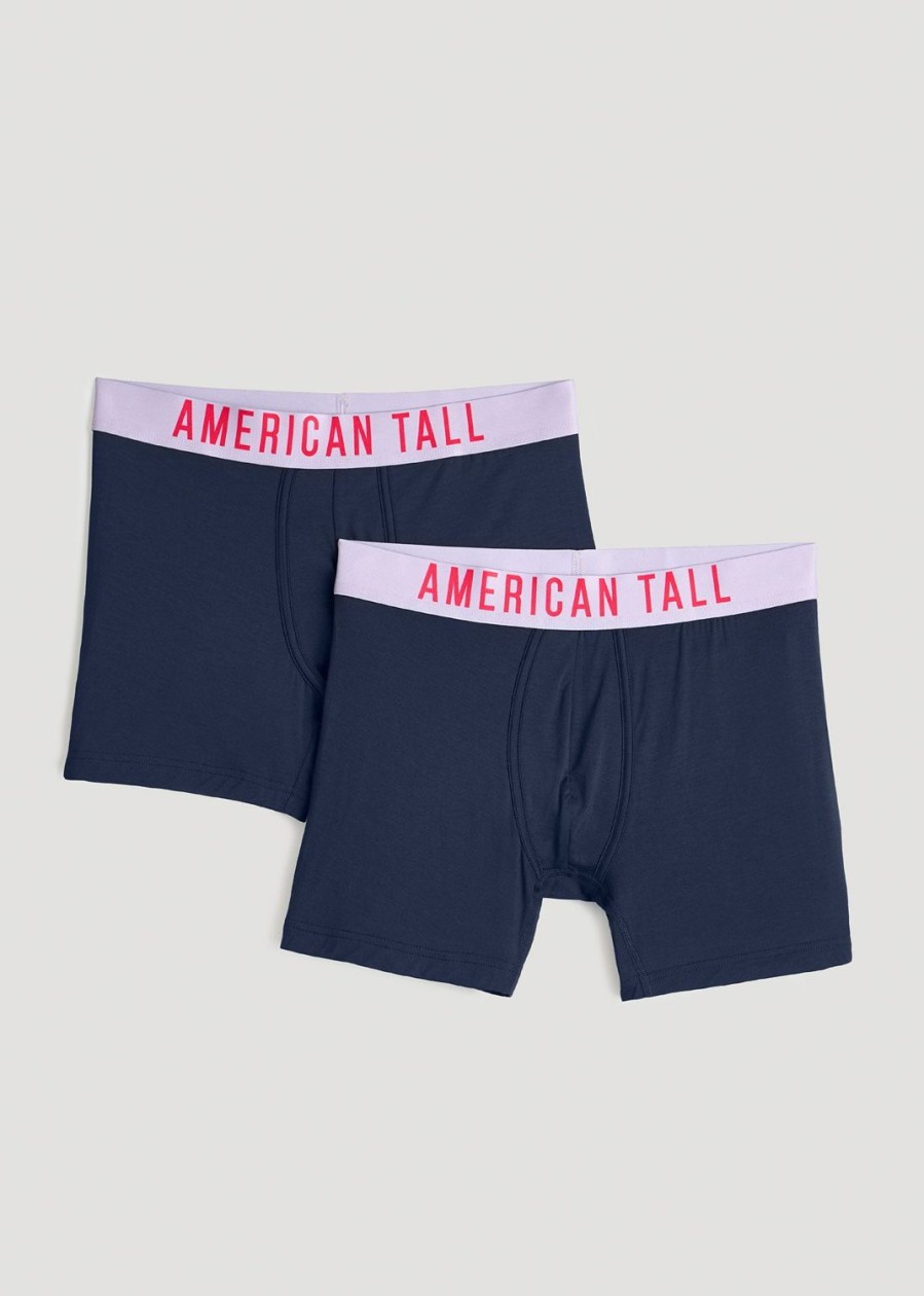 Men American Tall Underwear | Micro Modal Extra-Long Boxer Briefs In (2-Pack) Navy