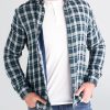 Men American Tall Button Shirts | Double-Weave Button-Up Shirt For Tall Men In Forest Green & White Plaid