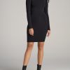 Women American Tall Dresses | Long Sleeve Bodycon T-Shirt Dress For Tall Women In Black