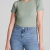 Women American Tall Tees, Tanks + Bodysuits | Fitted Ribbed Tee In Women'S Tall T-Shirts Sage Green