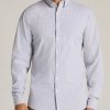 Men American Tall Button Shirts | Traveler Stretch Dress Shirt For Tall Men In Grey Mini Plaid