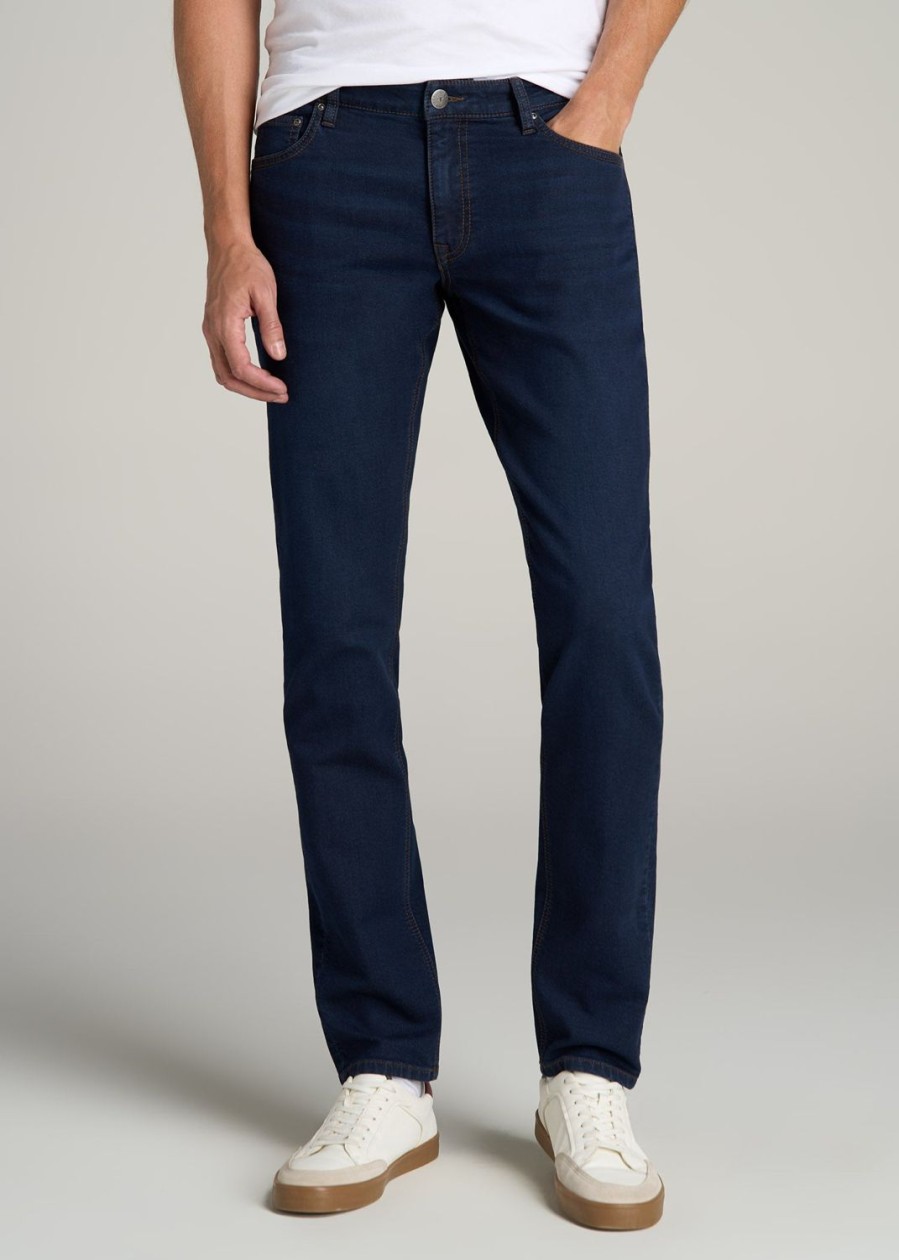 Men American Tall Jeans | Carman Tapered Fleeced Jeans For Tall Men In Rockies Blue