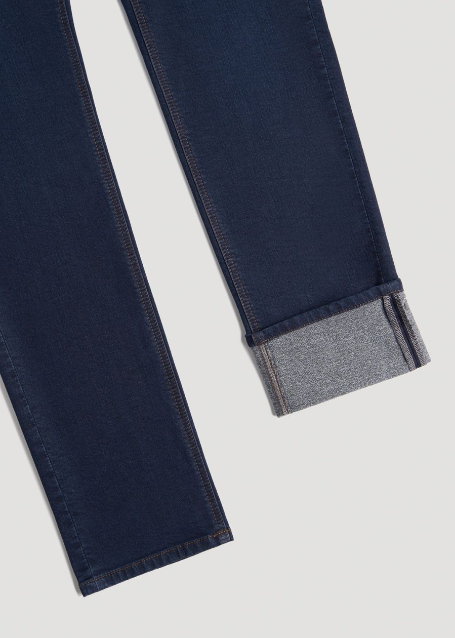 Men American Tall Jeans | Carman Tapered Fleeced Jeans For Tall Men In Rockies Blue