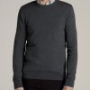 Men American Tall Hoodies + Sweatshirts | Everyday Crewneck Tall Men'S Sweater In Charcoal Mix