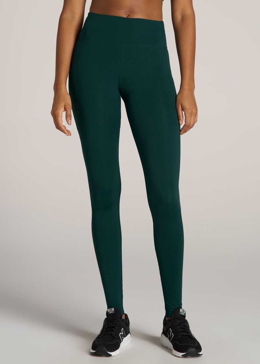 Women American Tall Athletic Pants | Mid Rise Run Legging For Tall Women Emerald